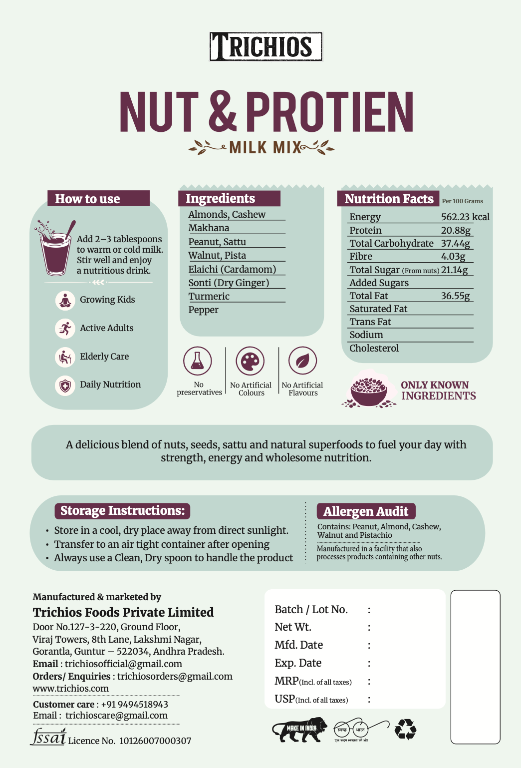 Nut & Protein Milk Mix (No Added Sugars)